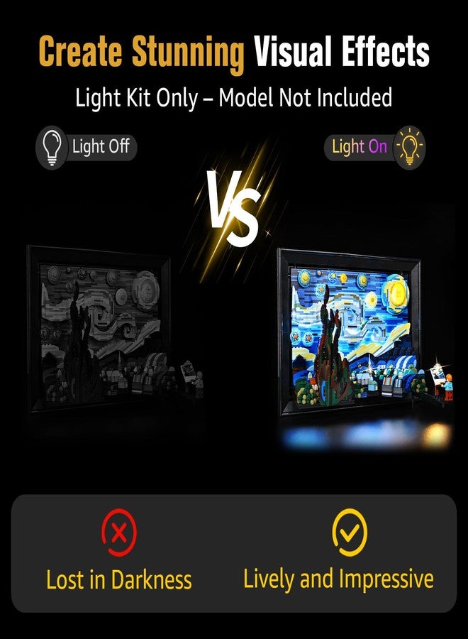 طقم إضاءة BrickSoul متوافق مع مجموعة بناء Lego The Starry Night 21333، ملحقات إضاءة بتصميم مُحسّن لمجموعة شاحنة فينسنت، هدية لمحبي Lego، لا يشمل نموذج 21333 - Image 3