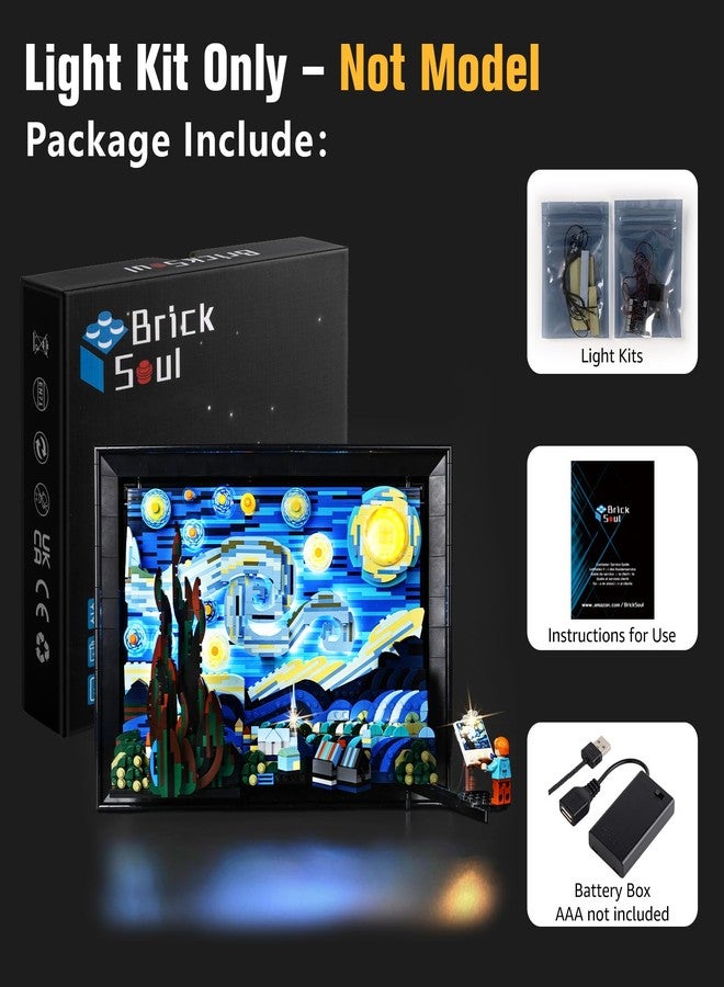 طقم إضاءة BrickSoul متوافق مع مجموعة بناء Lego The Starry Night 21333، ملحقات إضاءة بتصميم مُحسّن لمجموعة شاحنة فينسنت، هدية لمحبي Lego، لا يشمل نموذج 21333 - Image 2