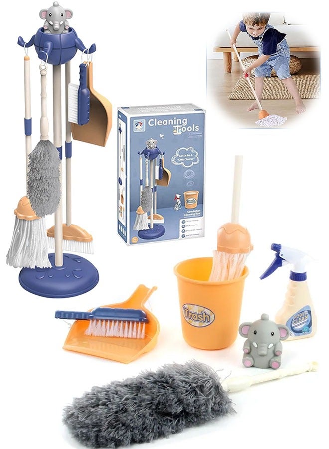 Kids Cleaning Toys Set, Cleaning Pretend Play Set, 8Pcs Household Gift Educational Toys Broom, Mop, Brush, Dustpan, For Children Aged 2-7 Years Old  - Image 1