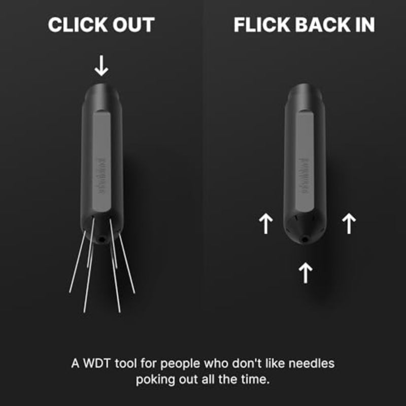 Flick WDT Tool Pen Design Weiss Distribution Technique أداة صنع الإسبريسو، إبر دقيقة، إبر إخفاء تلقائي محملة بنابض، آمنة، سهلة الاستخدام، حاملان في الصندوق - أسود - Image 4