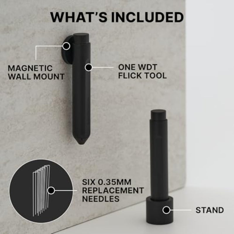 Flick WDT Tool Pen Design Weiss Distribution Technique أداة صنع الإسبريسو، إبر دقيقة، إبر إخفاء تلقائي محملة بنابض، آمنة، سهلة الاستخدام، حاملان في الصندوق - أسود - Image 5