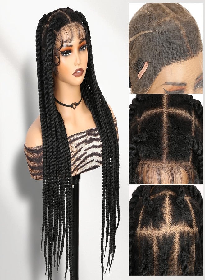 WIGER Real 360 Full Lace Twisted Wigs Single-layer HD Lace Braided Wigs for Black Women Knotless Senegal Twist Wigs Long Full Lace Wigs with 22 Handmade Twists Synthetic Lace Front Hair Wig - Image 2