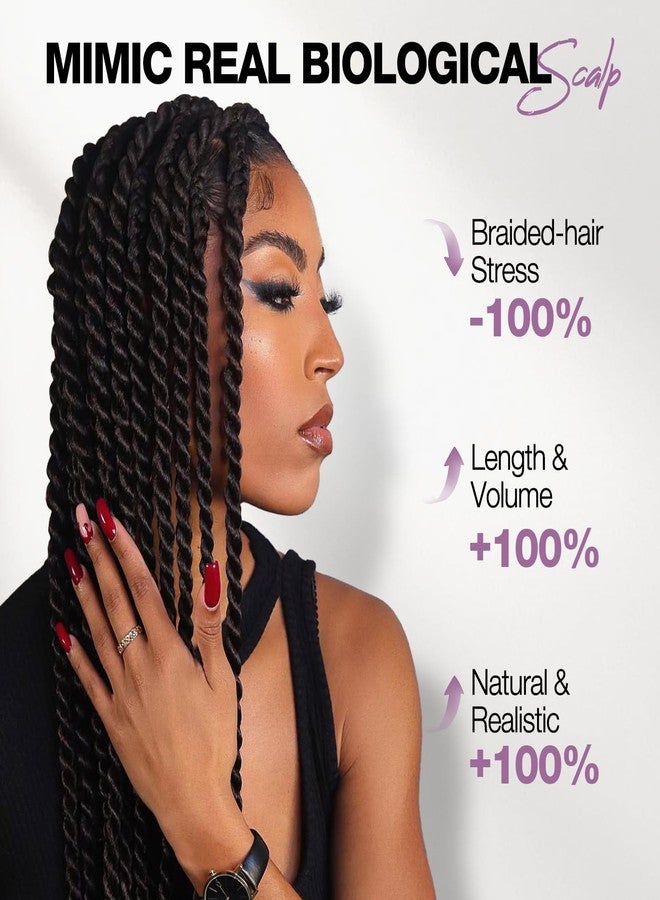 WIGER Real 360 Full Lace Twisted Wigs Single-layer HD Lace Braided Wigs for Black Women Knotless Senegal Twist Wigs Long Full Lace Wigs with 22 Handmade Twists Synthetic Lace Front Hair Wig - Image 4