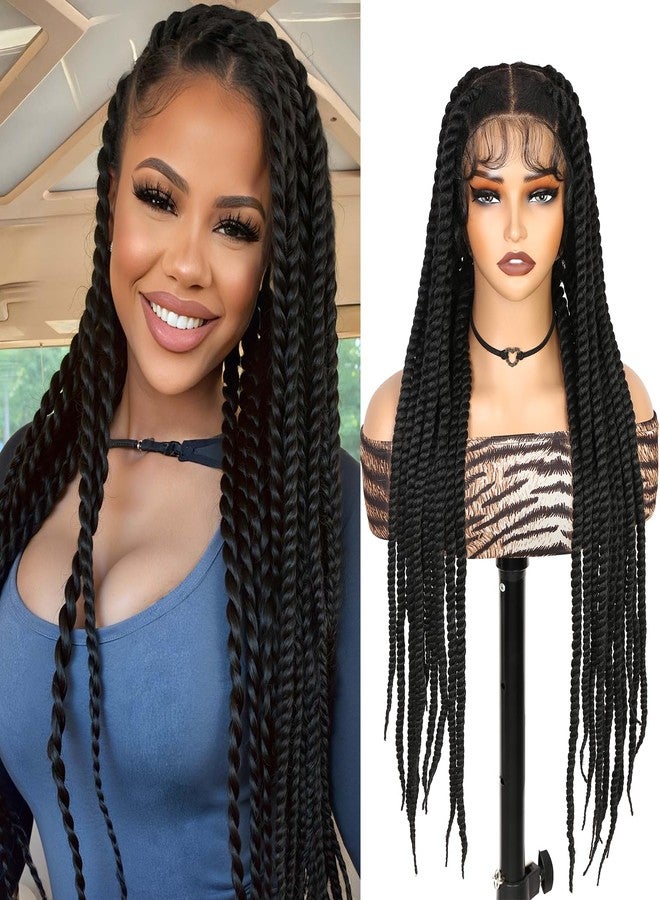 WIGER Real 360 Full Lace Twisted Wigs Single-layer HD Lace Braided Wigs for Black Women Knotless Senegal Twist Wigs Long Full Lace Wigs with 22 Handmade Twists Synthetic Lace Front Hair Wig - Image 1