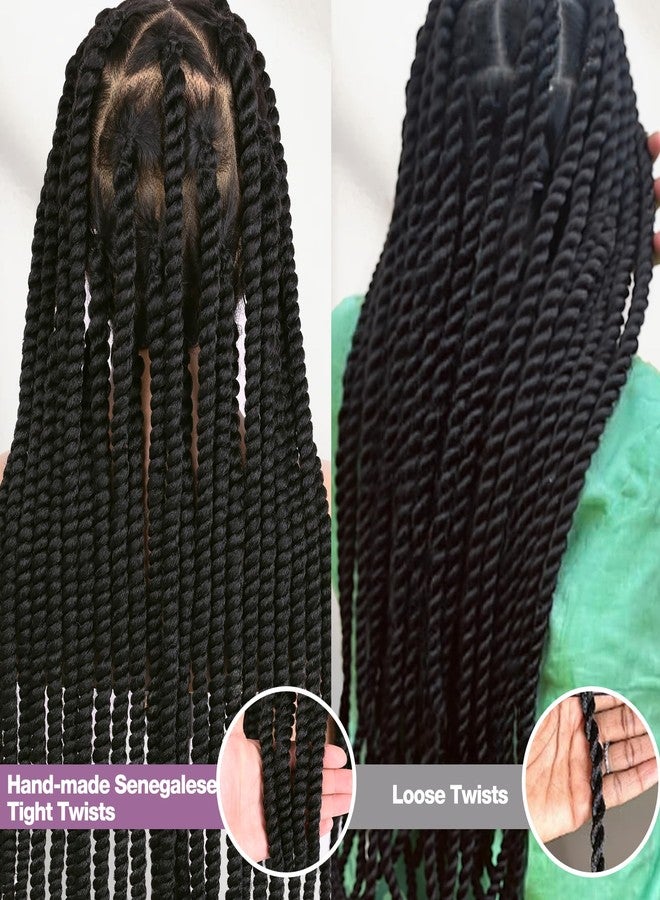 WIGER Real 360 Full Lace Twisted Wigs Single-layer HD Lace Braided Wigs for Black Women Knotless Senegal Twist Wigs Long Full Lace Wigs with 22 Handmade Twists Synthetic Lace Front Hair Wig - Image 5