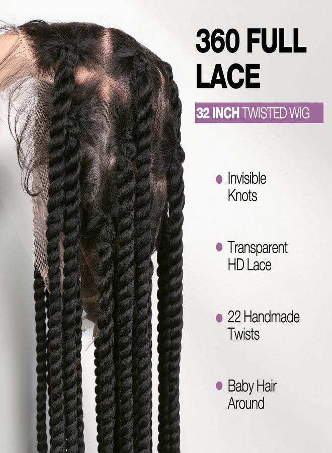 WIGER Real 360 Full Lace Twisted Wigs Single-layer HD Lace Braided Wigs for Black Women Knotless Senegal Twist Wigs Long Full Lace Wigs with 22 Handmade Twists Synthetic Lace Front Hair Wig - Image 3