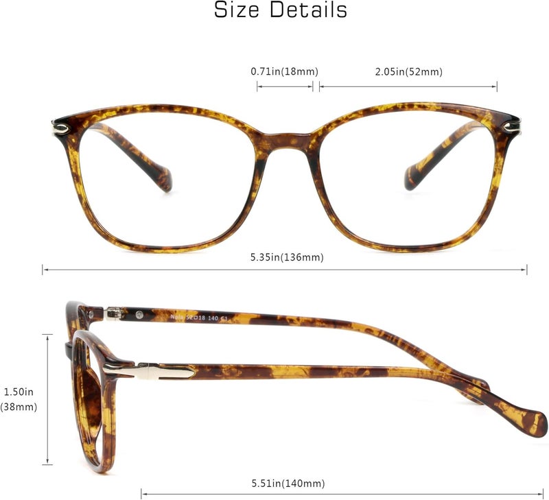 VisionGlobal Blue Light Blocking Glasses for Women/Men, Anti Eyestrain, Computer Reading, TV Glasses, Stylish Square Frame, Anti Glare(Tortoise,+1.75 Magnification) - Image 3
