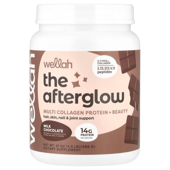 Wellah The Afterglow Multi Collagen Protein + Beauty Milk Chocolate 1.3 lb (588 g) - Image 1