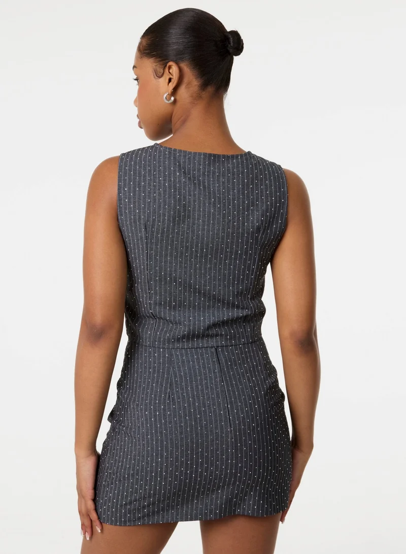 بينك فانيلا Diamante Pinstripe Waistcoat