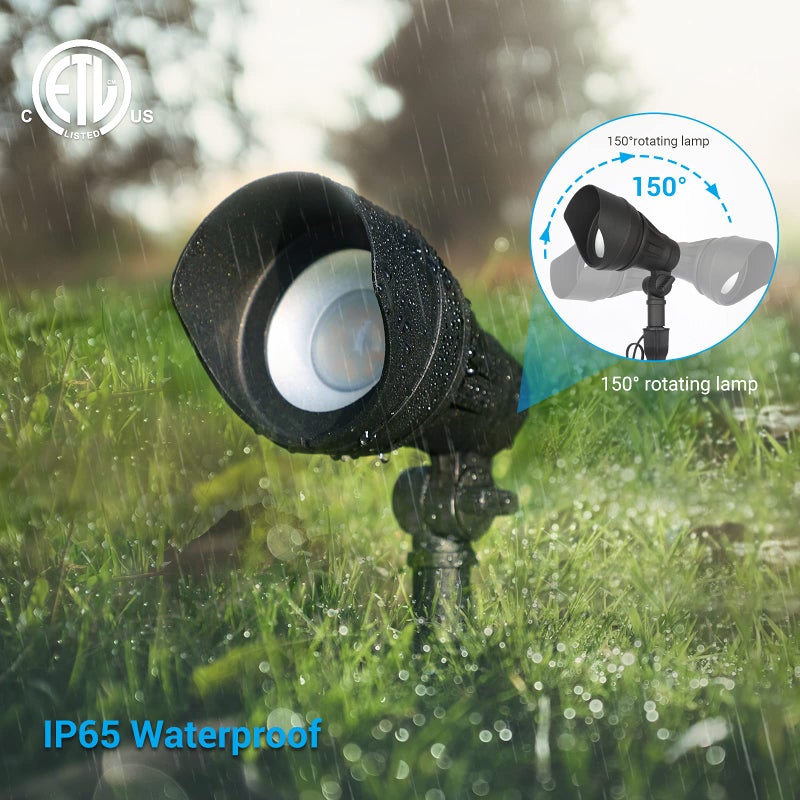 DEWENWILS LED Low Voltage Landscape Lights, 14W 540LM 3000K 12V Aluminum Outdoor Spotlight, IP65 Waterproof Landscape Lighting for Yard, Garden, House, Tree, Lawn, 4 Pack - Image 3