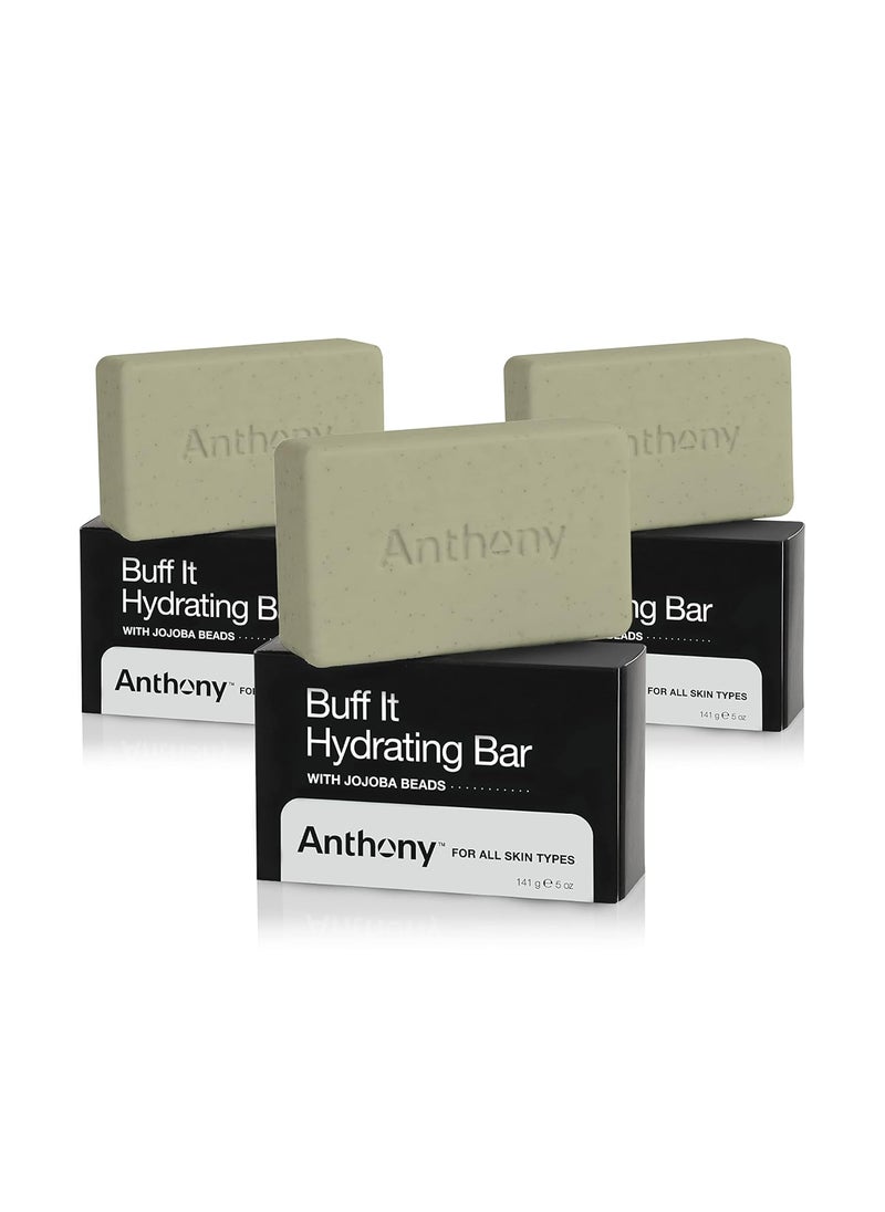 Anthony - Anthony Mens Buff It Hydrating Soap Bar 5 Oz Pack of 3  Contains Jojoba Beads Aloe Extract Avocado  Coconut Oils for Hydrating  Nourishing Body Skin - Image 1
