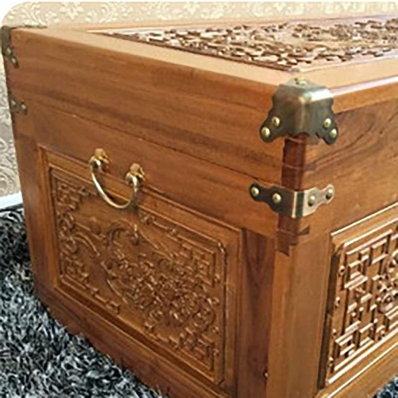 Tiazza 4Pcs Vintage Pure Brass Corner Protectors Antique Hardware Desk Edge Wooden Jewelry Gift Box Cabinet Three Sides Full Encase Corner Guard - Image 5