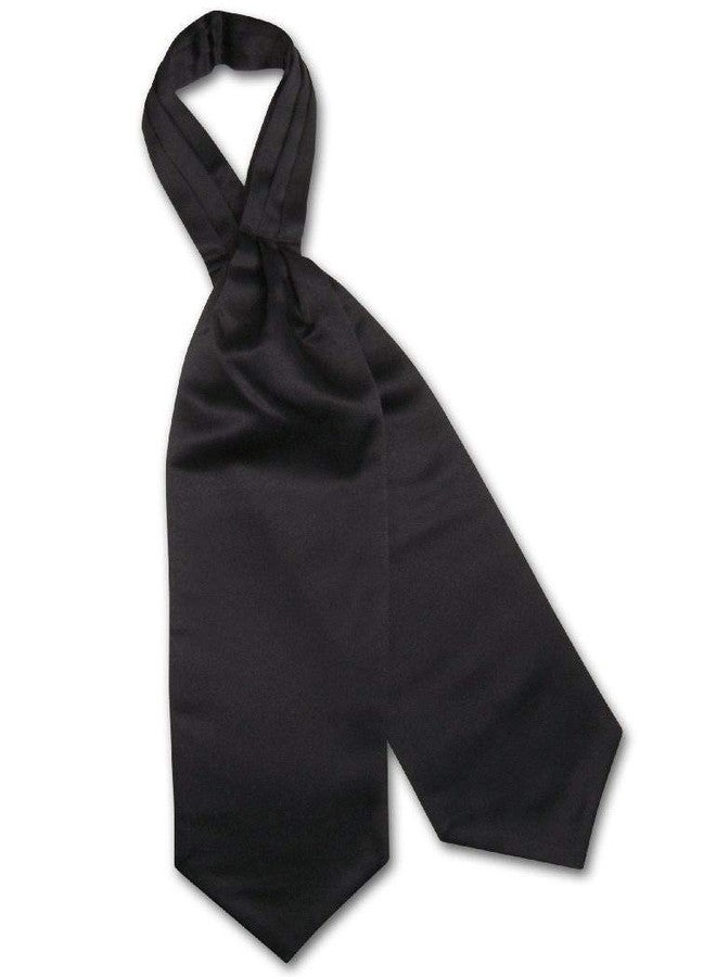 Vesuvio Napoli ASCOT Solid BLACK Color Cravat Men's Neck Tie - Image 1