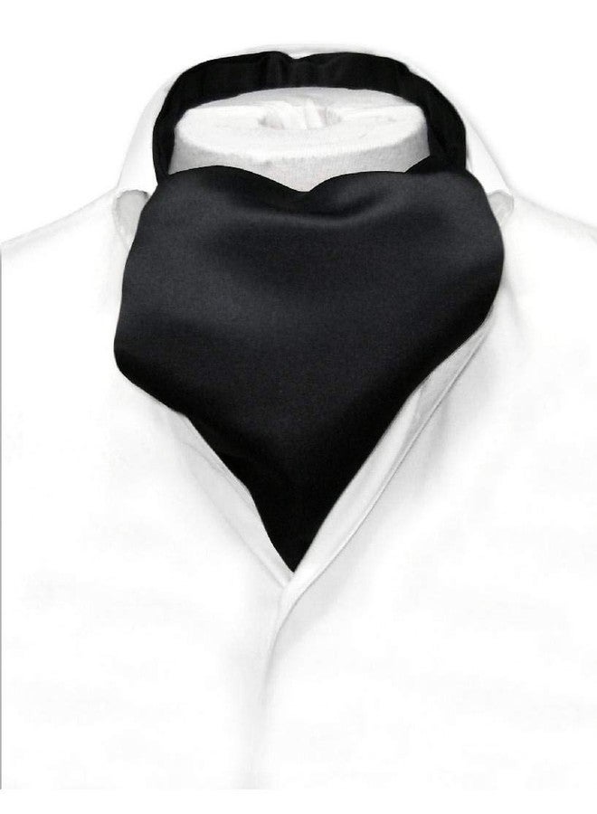 Vesuvio Napoli ASCOT Solid BLACK Color Cravat Men's Neck Tie - Image 2