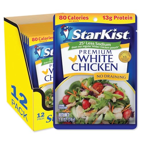 StarKist Less Sodium Premium White Chicken - 2.6 oz Pouch (Pack of 12) - Image 1