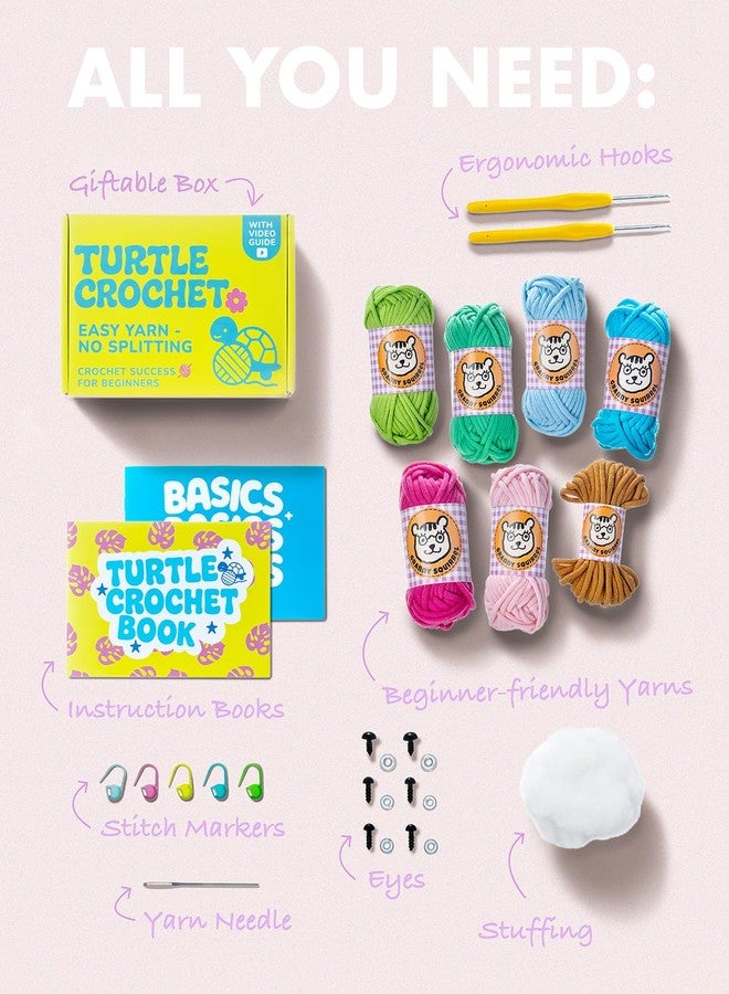 Granny Squirrel Turtle Crochet Kit for Beginners - DIY Amigurumi Animal Craft Kit with 4K Video Tutorials & Easy No-Split Yarn - Complete Starter Set for Adults & Kids - Image 4