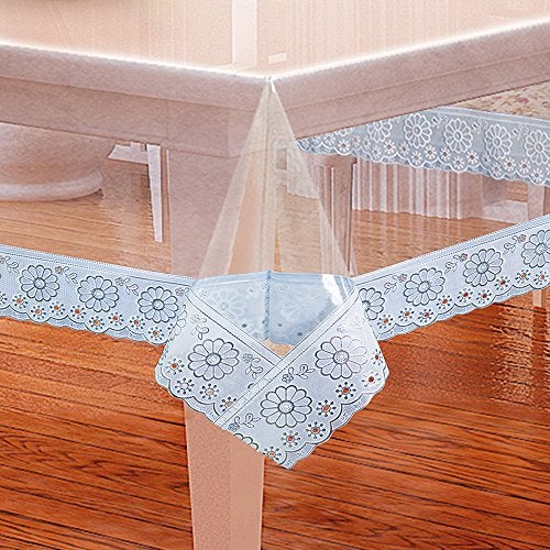 Freelance Alpac PVC Plastic Transparent Clear Dining Table Cover Cloth Tablecloth Waterproof Protector, 4 Seater, 60 inches, Round (with Silver Laced Edges) - Image 2