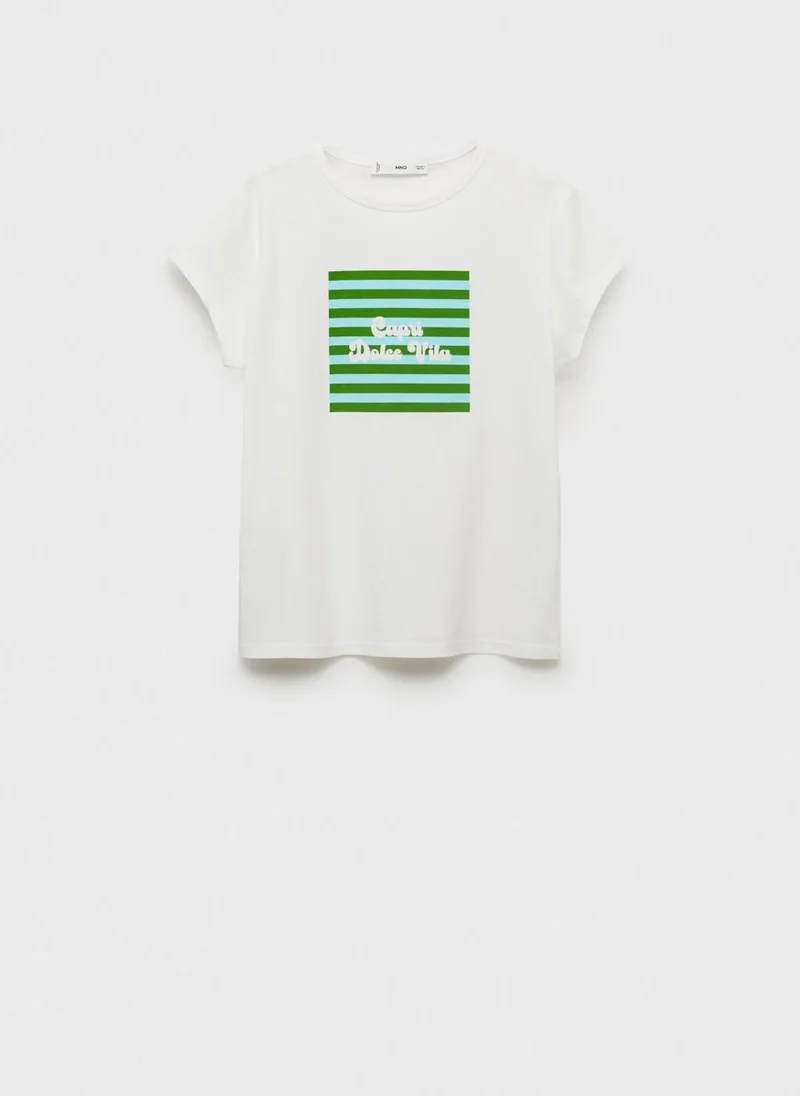 MANGO Printed cotton-blend t-shirt