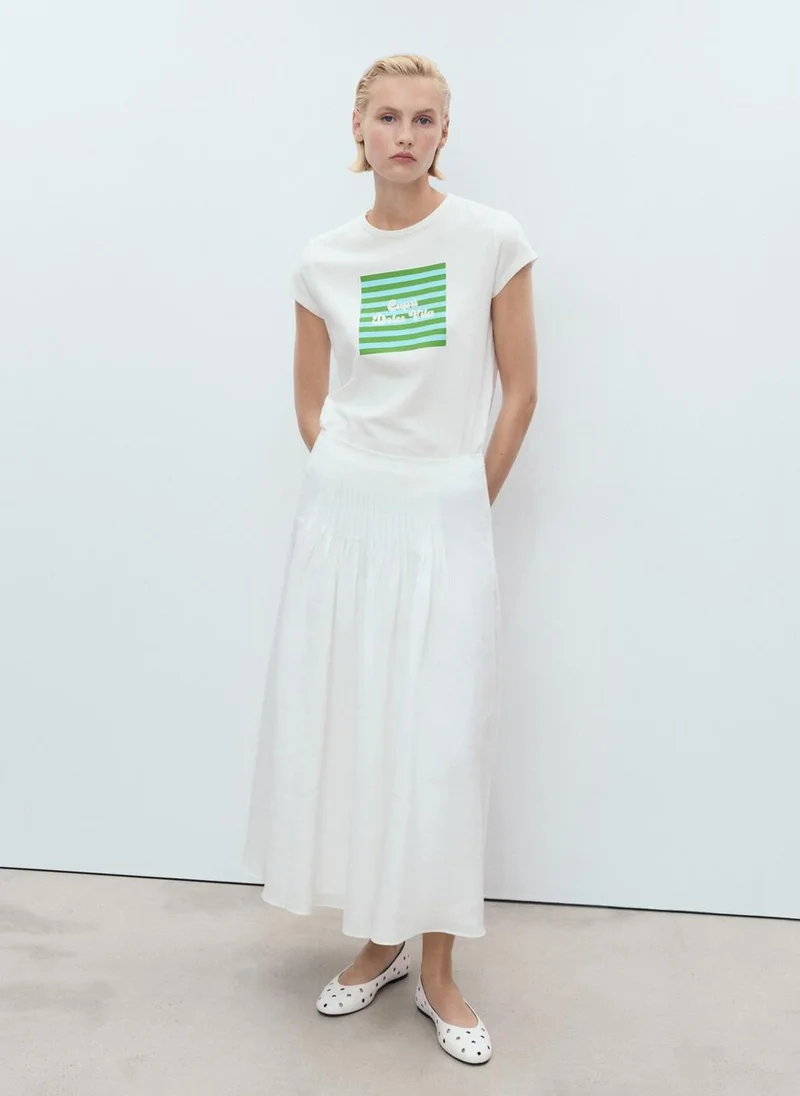 MANGO Printed cotton-blend t-shirt