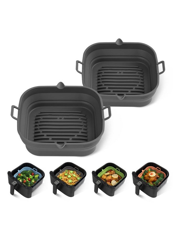 Loveuing [2 Pack] Silicone Air Fryer Liners Square - Reusable Airfryer Basket - Easy to Clean Air Fryers Pot for 5.8 to 8 Qt Large Air Fryer Baking Tray Oven Accessories, 8.5 Inch - Image 1