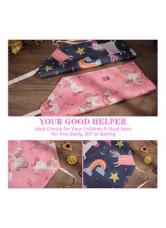Generic 2 Pcs Kids Aprons, Chef Apron Baking Aprons Unicorn Pattern Cartoon Style, KASTWAVE Boys Girls Apron for Cooking Baking Art Painting Gardening Kitchen  - Image 3