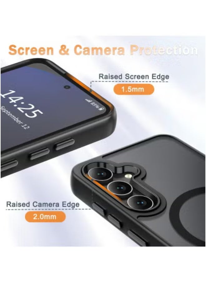 TIGER Samsung Galaxy S25 Case – Matte Magnetic Phone Cover with Built-in MagSafe Ring | Translucent Frosted Finish | Shockproof Slim Full Body Protection | Includes 1 Tempered Glass Screen Protector | Anti-Scratch, Drop-Resistant Design – Black - Image 2