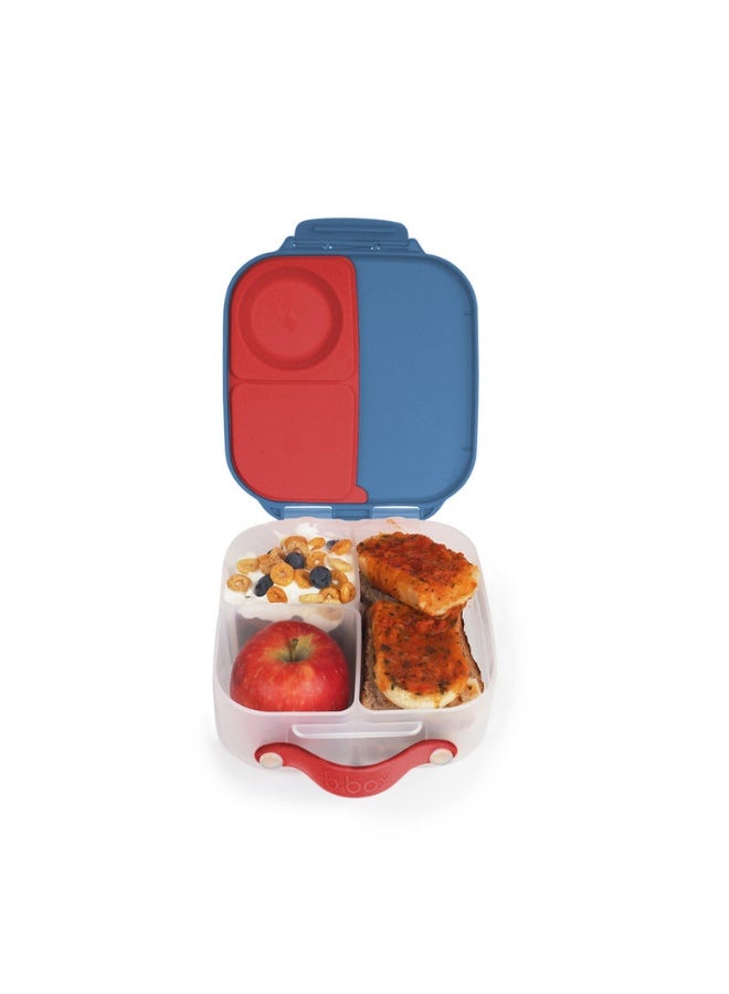 B.Box “Not So Mini” Lunch Box for Kids | Leakproof Compartments | 33.8 fl oz Capacity | Whole Fruit Holder | BPA Free | Easy Open Design-Blue Blaze - Image 1