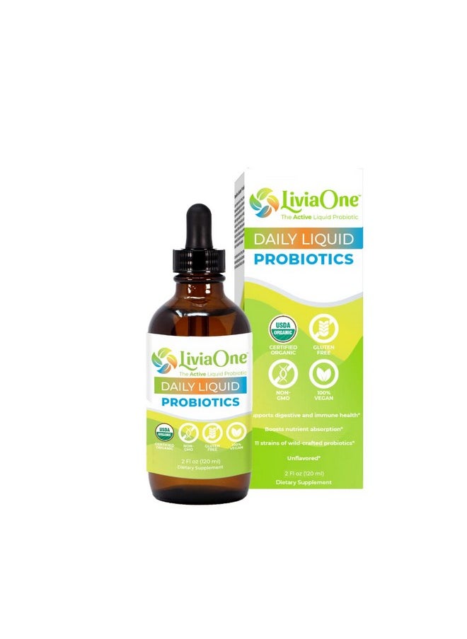 LiviaOne - Daily Liquid Probiotics Usdacertified Organic Probiotics Allergen And Glutenfree Vegan Probiotic For Women And Men Nongmo And Raw 2 Fl Oz (Pack Of 1) - Image 1