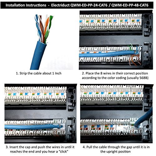 Electriduct 48-Port CAT6 Unshielded 2U Patch Panel 19-Inch Loaded w/Keystone Jacks Rackmount or Wallmount - Image 2