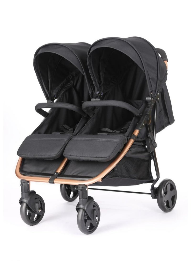 BABY STROLLER SIDE BY SIDE FOR SUITABLE FROM BIRTH TO 15 KG EACH BABYS ,BLACK GREY - Image 1