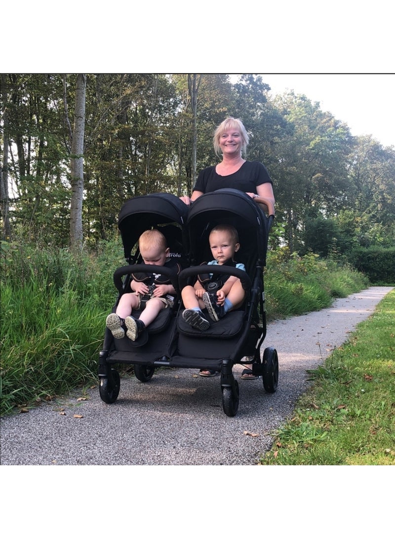 BABY STROLLER SIDE BY SIDE FOR SUITABLE FROM BIRTH TO 15 KG EACH BABYS ,BLACK GREY - Image 3