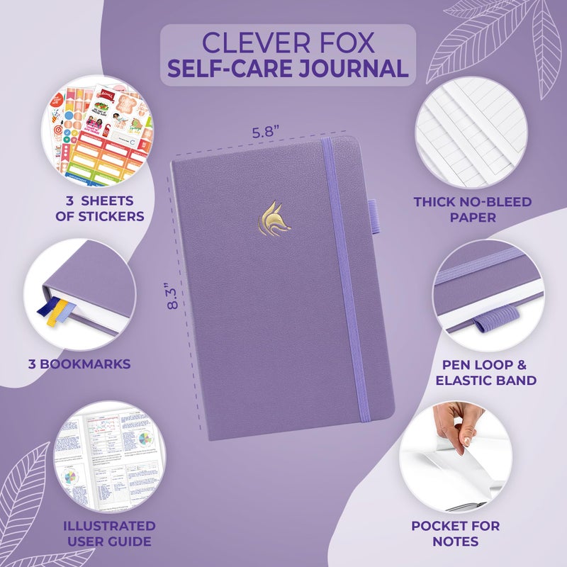 Clever Fox Self-Care Journal - Daily Reflection Notebook - Mental Health & Personal Development Planner  Meditation & Mood Log  A5 (Lavender) - Image 5