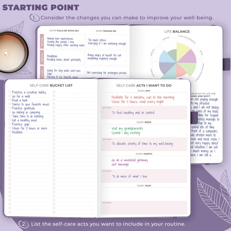 Clever Fox Self-Care Journal - Daily Reflection Notebook - Mental Health & Personal Development Planner  Meditation & Mood Log  A5 (Lavender) - Image 2