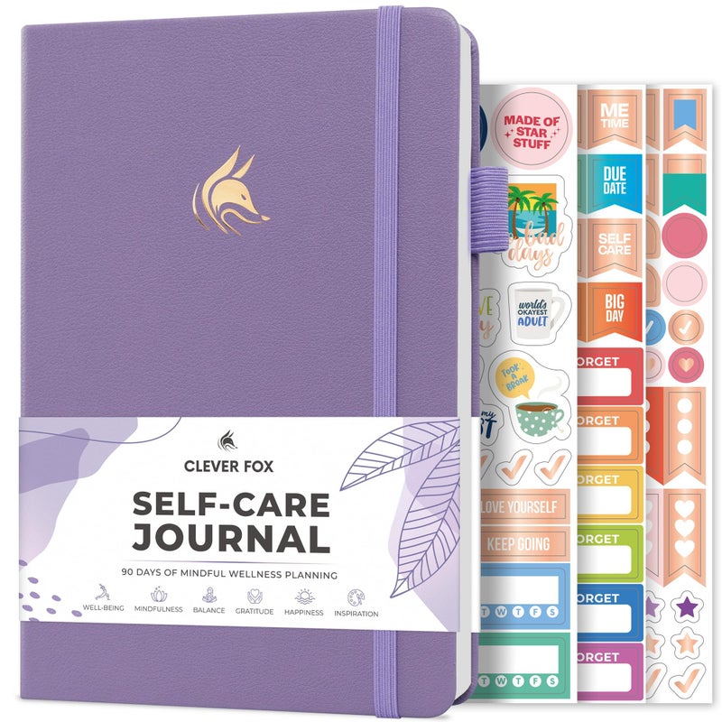 Clever Fox Self-Care Journal - Daily Reflection Notebook - Mental Health & Personal Development Planner  Meditation & Mood Log  A5 (Lavender) - Image 1