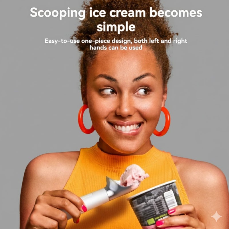 Electric Heating Ice Cream Scoop: White FDA-Approved Food-Grade Zinc Alloy - Chip-Controlled Rapid Heating Self-Melting Ice Cream Tool for Home Use, Smooth Spherical Scooping - Image 5