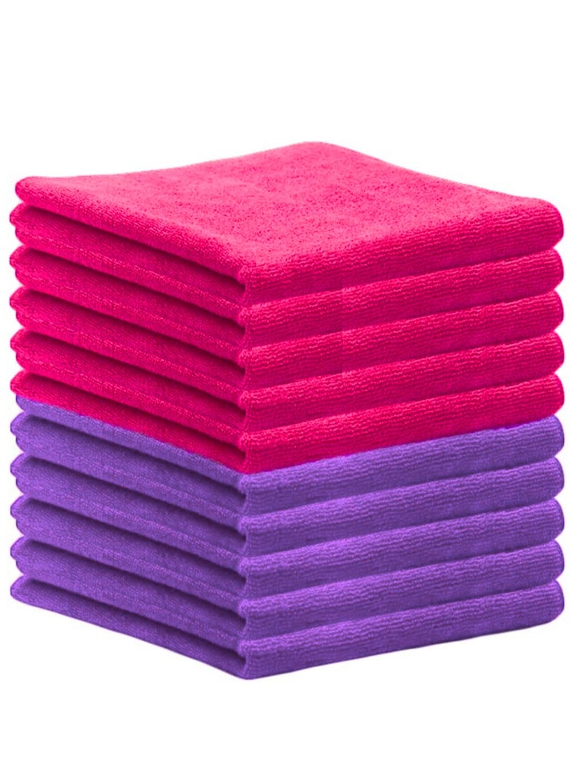 ZAQ - Microfiber Cleaning Cloths, Rags Kitchen Towel Dish, Car Wash Kit, Windows, Bathroom, Absorbent Reusable, All Purpose, Cleaning Supplies - 30 x 40 cm – Red and Purple (Pack of 8) - Image 1