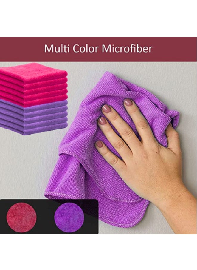 ZAQ - Microfiber Cleaning Cloths, Rags Kitchen Towel Dish, Car Wash Kit, Windows, Bathroom, Absorbent Reusable, All Purpose, Cleaning Supplies - 30 x 40 cm – Red and Purple (Pack of 8) - Image 1