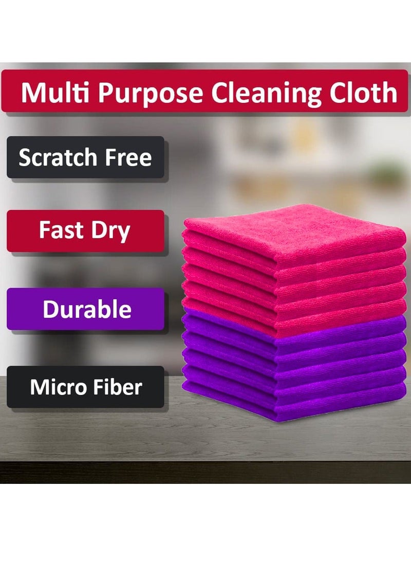 زاك أقمشة تنظيف من الألياف الدقيقة، طبق منشفة المطبخ، مجموعة غسيل السيارة، النوافذ، الحمام، مواد ماصة قابلة لإعادة الاستخدام، جميع الأغراض، مستلزمات التنظيف - 30 × 40 سم - أحمر وأرجواني (عبوة من 8 قطع) - Image 3