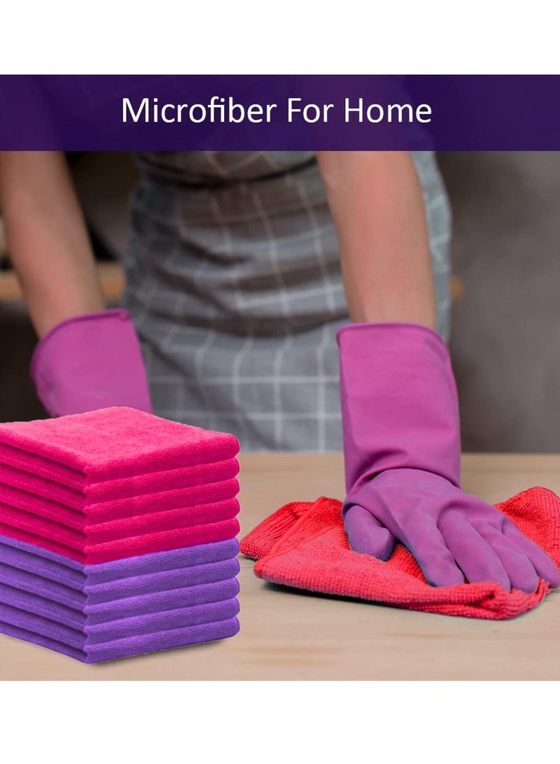 زاك أقمشة تنظيف من الألياف الدقيقة، طبق منشفة المطبخ، مجموعة غسيل السيارة، النوافذ، الحمام، مواد ماصة قابلة لإعادة الاستخدام، جميع الأغراض، مستلزمات التنظيف - 30 × 40 سم - أحمر وأرجواني (عبوة من 8 قطع) - Image 5
