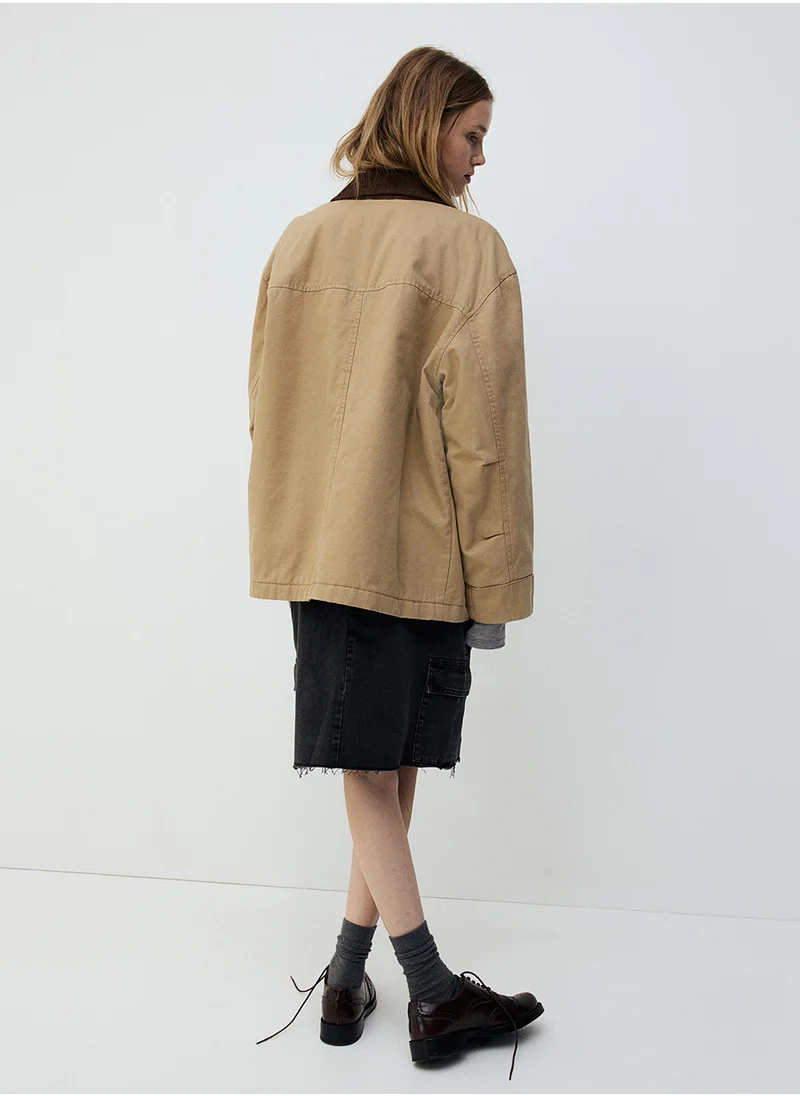 اتش اند ام Oversized Canvas Jacket