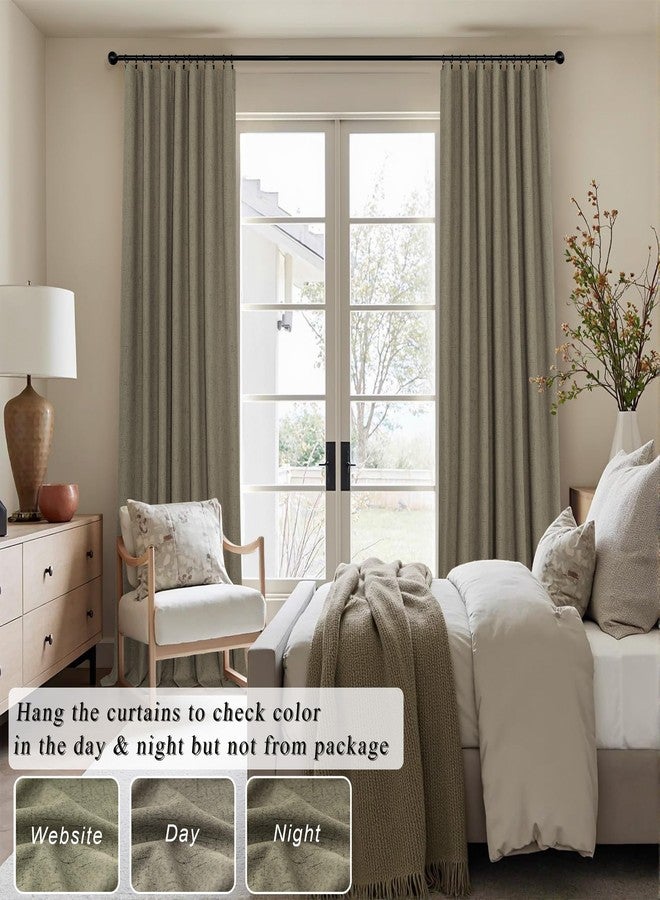 Pitalk Dark Taupe Blackout Faux Linen Curtains and Drapes for Bedroom 52 W by 84 L - Image 2