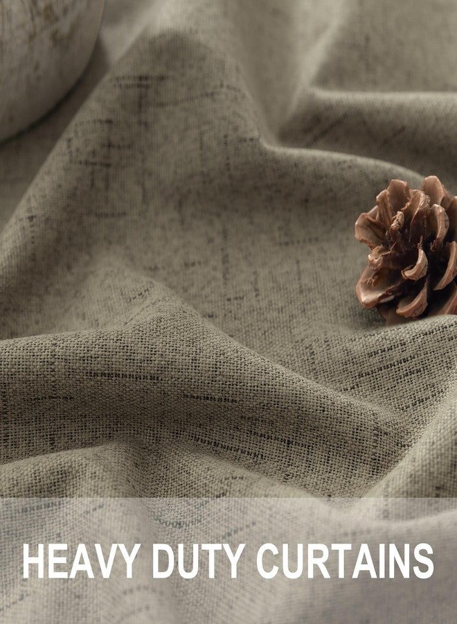 Pitalk Dark Taupe Blackout Faux Linen Curtains and Drapes for Bedroom 52 W by 84 L - Image 3