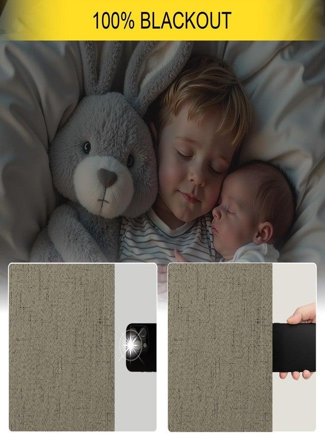 Pitalk Dark Taupe Blackout Faux Linen Curtains and Drapes for Bedroom 52 W by 84 L - Image 4