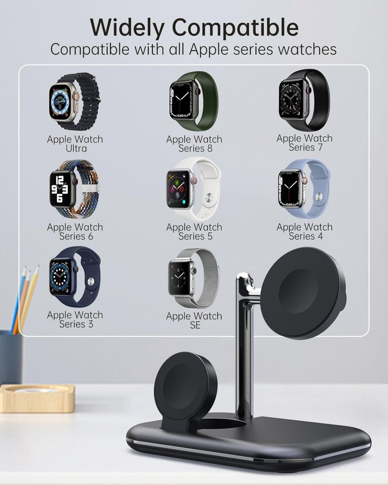 ANPULES Charger Stand for Apple Watch, 2 in 1 Foldable Wireless Charging Station for Apple Watch Ultra/Ultra2/10/9/8/7/6/5/3/2/1/SE/SE2 - Image 4