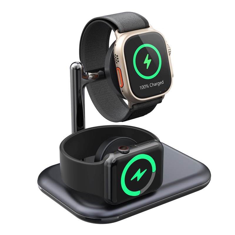 ANPULES Charger Stand for Apple Watch, 2 in 1 Foldable Wireless Charging Station for Apple Watch Ultra/Ultra2/10/9/8/7/6/5/3/2/1/SE/SE2 - Image 1