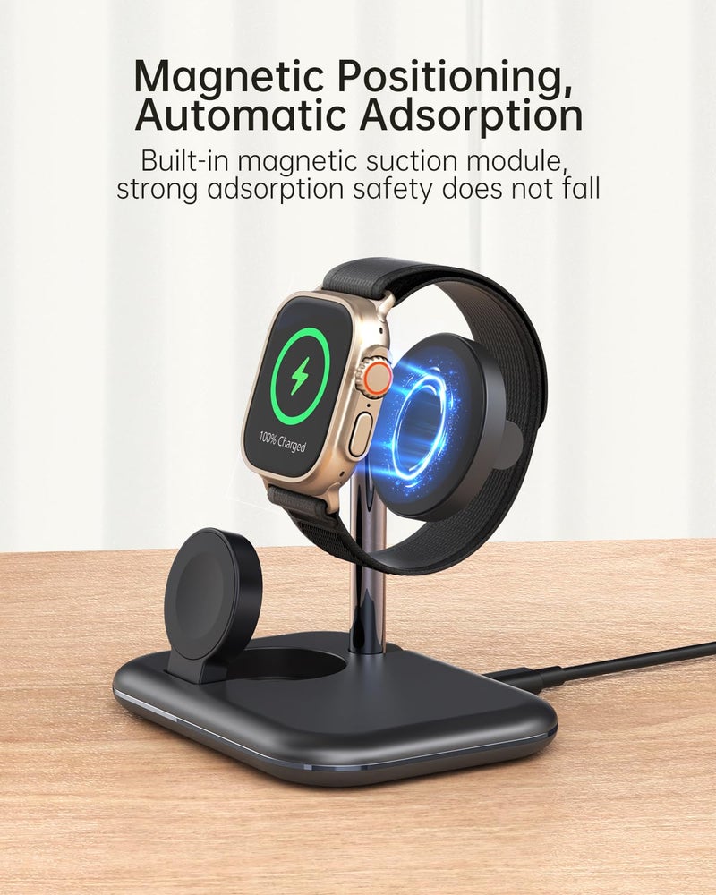 ANPULES Charger Stand for Apple Watch, 2 in 1 Foldable Wireless Charging Station for Apple Watch Ultra/Ultra2/10/9/8/7/6/5/3/2/1/SE/SE2 - Image 5