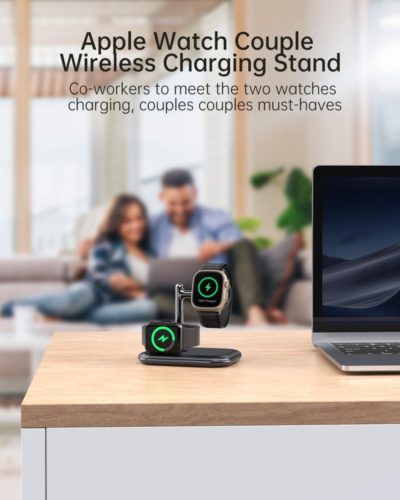 ANPULES Charger Stand for Apple Watch, 2 in 1 Foldable Wireless Charging Station for Apple Watch Ultra/Ultra2/10/9/8/7/6/5/3/2/1/SE/SE2 - Image 3