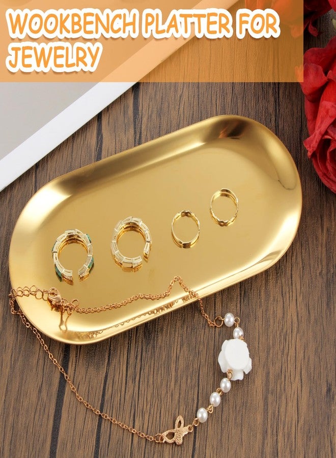 AKOLAFE 10PCS Stainless Steel Serving Tray Set Gold Platters for Serving Food Extra Small Metal Trays Decorative 7" Long Plate Oval Storage Trays Thickened Serving Dishes for Party Buffet Sushi Snack - Image 4