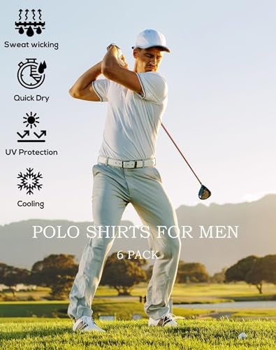 OYGSieg 6 Pack Mens Polo Shirts Performance Short Sleeve Golf Shirt Moisture Wicking Athletic Casual Collared T-Shirt SetB L - Image 4