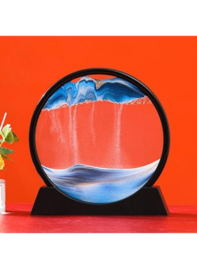 ساعة رملية متحركة ثلاثية الأبعاد 3D بحجم 18 سم، صورة فنية بإطار دائري، عرض حركة المناظر الطبيعية في أعماق البحار، رسم رملي متدفق للمناظر الطبيعية للاسترخاء، ديكور لسطح المكتب، المنزل والمكتب - Image 2